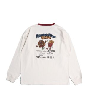 《2025秋冬系列》日本POWER TO THE PEOPLE-漢堡薯條復古美式刺繡長袖T恤